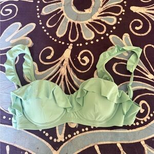 J. Crew Turquoise Ruffle Bikini Top